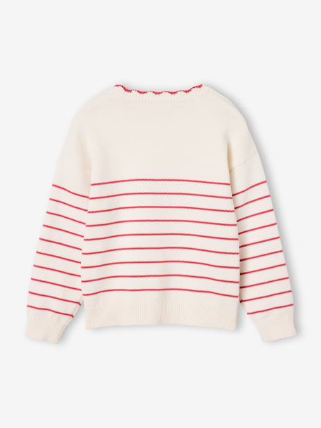 Pull fille manches longues framboise+marine+rose 2 - vertbaudet enfant 