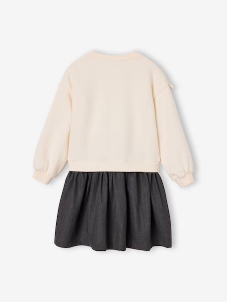 Robe manches longues fille écru+marine 2 - vertbaudet enfant 