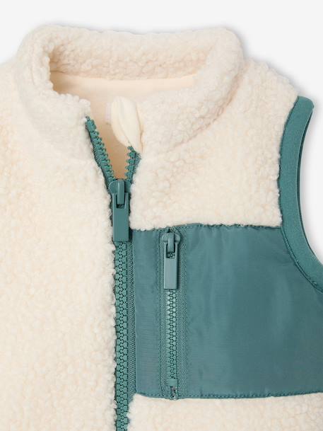 Gilet sans manches bébé en sherpa écru+taupe 3 - vertbaudet enfant 