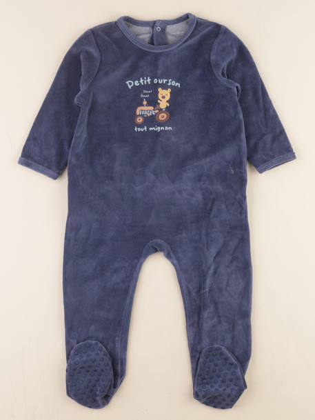 Pyjama velours - 2 ans Bleu 1 - vertbaudet enfant 