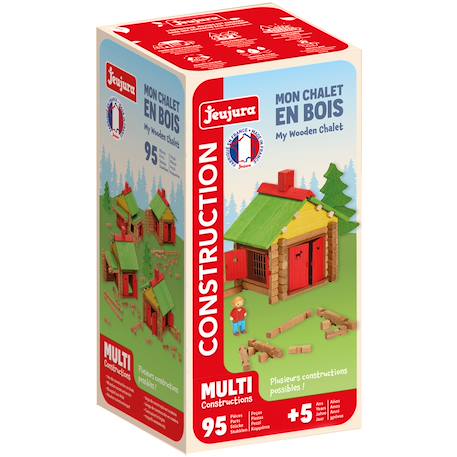 Jeu de construction mon chalet en bois 95 pièces Marron 1 - vertbaudet enfant 