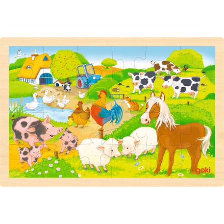 Puzzle réversible ferme et zoo 24 pcs Beige 2 - vertbaudet enfant 