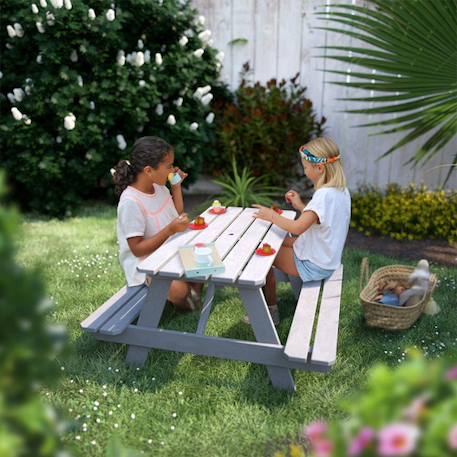 Table bois enfant avec insert parasol picnic Gris 6 - vertbaudet enfant 
