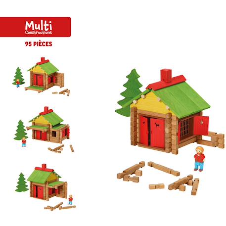 Jeu de construction mon chalet en bois 95 pièces Marron 2 - vertbaudet enfant 