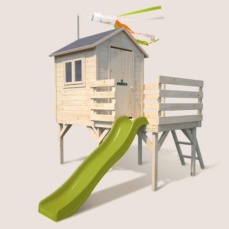 Cabane en bois sur pilotis avec toboggan josephine Marron 2 - vertbaudet enfant 