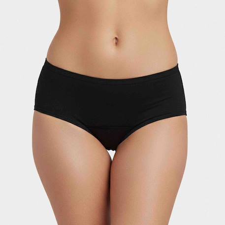 Culotte menstruelle taille haute coton absorbante réutilisable Beige+Noir 12 - vertbaudet enfant 