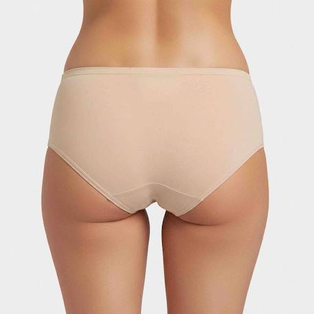 Culotte menstruelle taille haute coton absorbante réutilisable Beige+Noir 6 - vertbaudet enfant 
