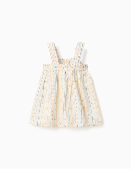 Blouse sans manches en coton avec motif floral Beige clair 2 - vertbaudet enfant 