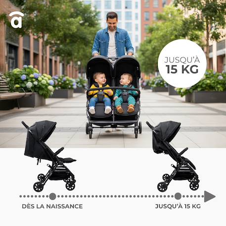 Poussette double henry Noir 5 - vertbaudet enfant 