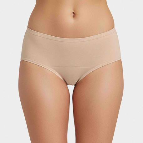 Culotte menstruelle taille haute coton absorbante réutilisable Beige+Noir 5 - vertbaudet enfant 