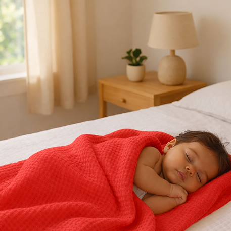 Couverture nid d'abeilles en coton bio Blanc+Fraise+Honey+Rose+Vert 9 - vertbaudet enfant 