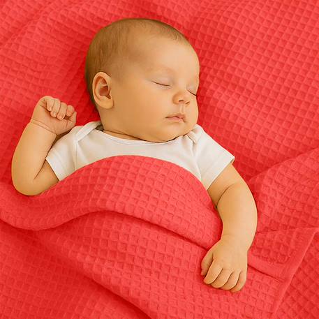 Couverture nid d'abeilles en coton bio Blanc+Fraise+Honey+Rose+Vert 12 - vertbaudet enfant 