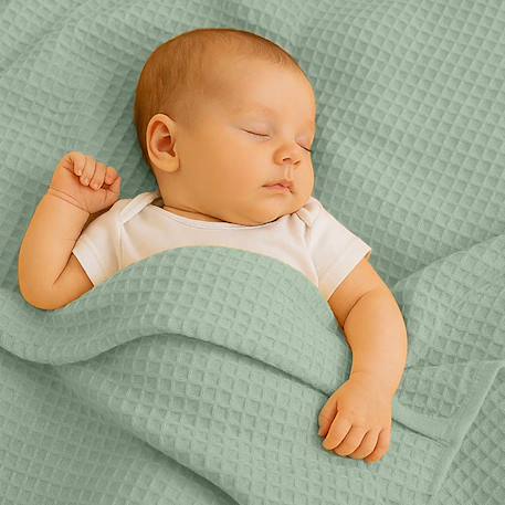 Couverture nid d'abeilles en coton bio Blanc+Fraise+Honey+Rose+Vert 29 - vertbaudet enfant 