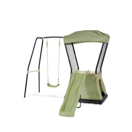 Aire de jeux avec toboggan et balançoire pour jardin enfant Vert/noir 1 - vertbaudet enfant 