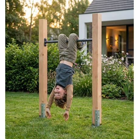 Barre fixe en bois robuste pour jardin enfant 147cm Naturel 4 - vertbaudet enfant 