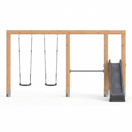 Structure de jeux en bois balançoire toboggan et barre fixe 433cm Naturel 2 - vertbaudet enfant 