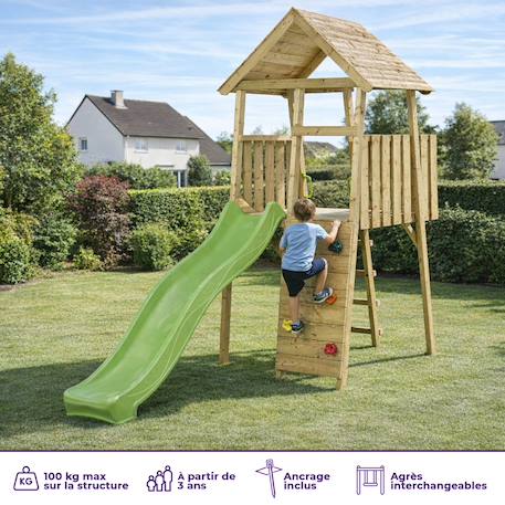 Tour de jeux bois : toboggan, escalade, cabane wiki Marron 2 - vertbaudet enfant 