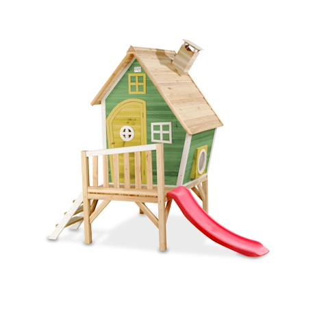Maisonnette en bois sur pilotis avec toboggan pour jardin Vert 1 - vertbaudet enfant 
