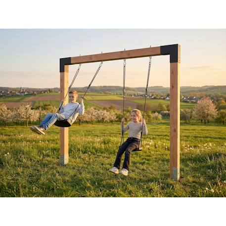 Balançoire double en bois robuste 230cm pour enfants dès 3 ans Naturel 3 - vertbaudet enfant 