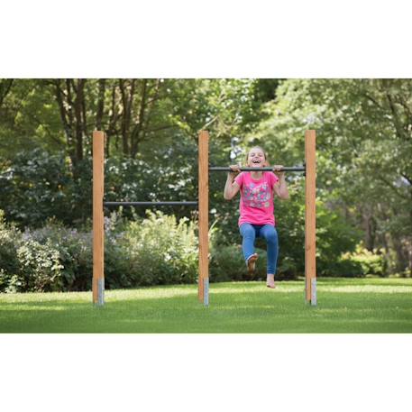 Double barre fixe en bois robuste pour jardin enfant 283cm Naturel 3 - vertbaudet enfant 