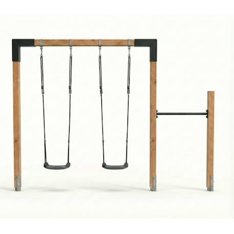 Balançoire double en bois avec barre fixe 333cm pour jardin Naturel 2 - vertbaudet enfant 