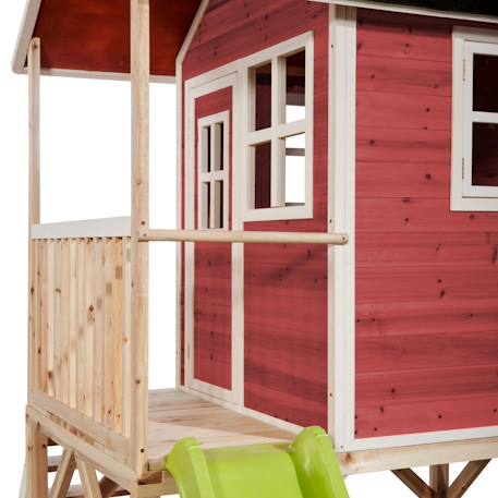 Maisonnette en bois sur pilotis avec bac à sable et toboggan Rouge 4 - vertbaudet enfant 
