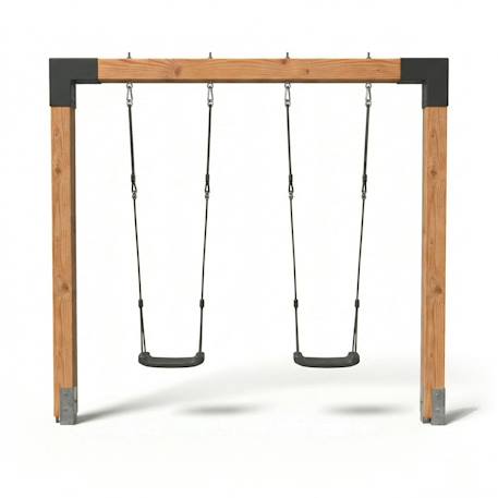 Balançoire double en bois robuste 230cm pour enfants dès 3 ans Naturel 2 - vertbaudet enfant 