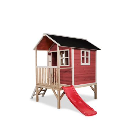 Maisonnette en bois sur pilotis avec toboggan et échelle Rouge 3 - vertbaudet enfant 