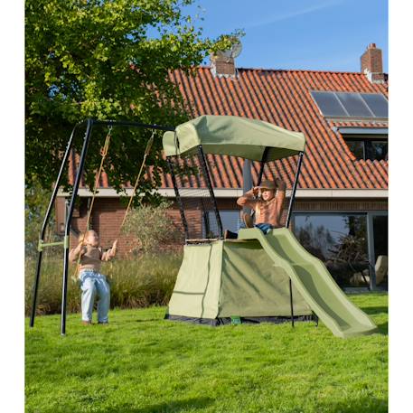Aire de jeux avec toboggan et balançoire pour jardin enfant Vert/noir 2 - vertbaudet enfant 