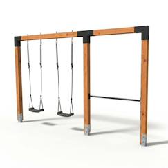 Jouet-Balançoire double en bois avec barre fixe 372cm pour jardin