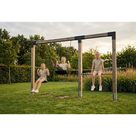 Balançoire double en bois avec barre fixe 372cm pour jardin Naturel 5 - vertbaudet enfant 