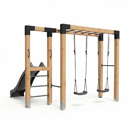 Structure en bois barre de singe balançoire et toboggan 304cm Naturel 6 - vertbaudet enfant 
