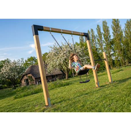 Balançoire double en bois avec barre fixe 333cm pour jardin Naturel 4 - vertbaudet enfant 