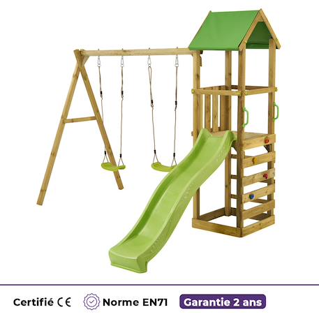 Aire de jeux bois enfant : plateforme 120 cm avec toboggan walli Vert 5 - vertbaudet enfant 