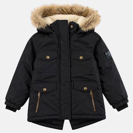 Parka fille imprimée Noir+Rose 4 - vertbaudet enfant 