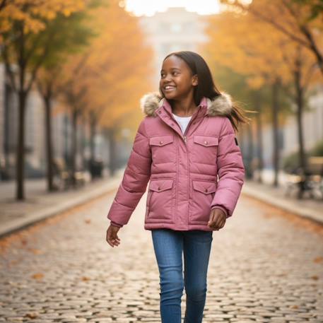 Parka fille imprimée Noir+Rose 7 - vertbaudet enfant 
