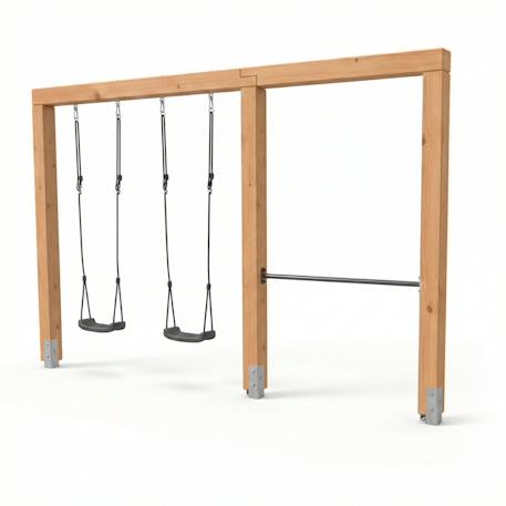 Balançoire double en bois avec barre fixe 369cm pour jardin Naturel 1 - vertbaudet enfant 