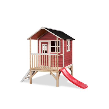Maisonnette en bois sur pilotis avec toboggan et échelle Rouge 1 - vertbaudet enfant 