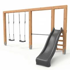 Structure de jeux en bois balançoire toboggan et barre fixe 433cm  - vertbaudet enfant