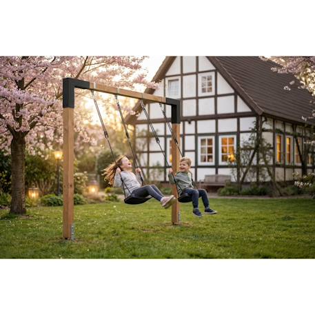 Balançoire double en bois 230cm pour enfants dès 3 ans Naturel 3 - vertbaudet enfant 