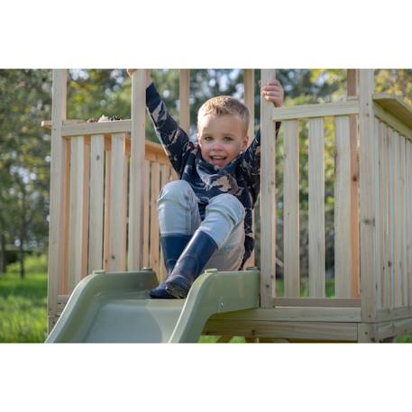 Maisonnette en bois sur pilotis avec toboggan et bac à sable Naturel 6 - vertbaudet enfant 