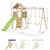 Aire de jeux bois, 2 balançoires, toboggan, escalade, cabane woodi Marron 3 - vertbaudet enfant 