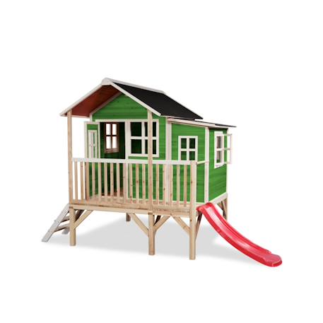 Maisonnette en bois sur pilotis toboggan et extension jardin Vert 2 - vertbaudet enfant 