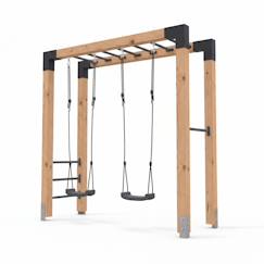Jouet-Barre de singe en bois avec balançoire double pour jardin