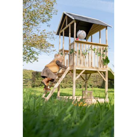 Maisonnette en bois sur pilotis avec toboggan et bac à sable Naturel 5 - vertbaudet enfant 
