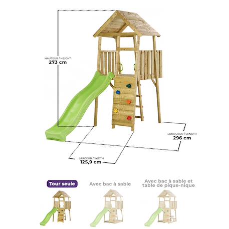 Tour de jeux bois : toboggan, escalade, cabane wiki Marron 3 - vertbaudet enfant 