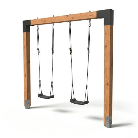 Balançoire double en bois robuste 230cm pour enfants dès 3 ans Naturel 1 - vertbaudet enfant 