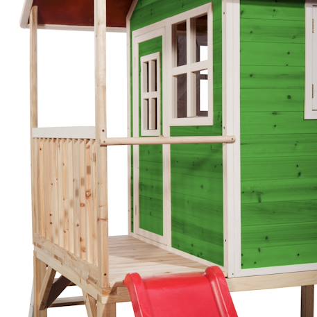 Maisonnette en bois sur pilotis avec toboggan et échelle Vert 4 - vertbaudet enfant 