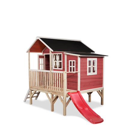 Maisonnette en bois sur pilotis toboggan et extension jardin Rouge 4 - vertbaudet enfant 