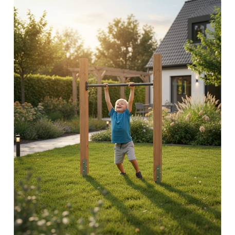 Barre fixe en bois robuste pour jardin enfant 147cm Naturel 3 - vertbaudet enfant 